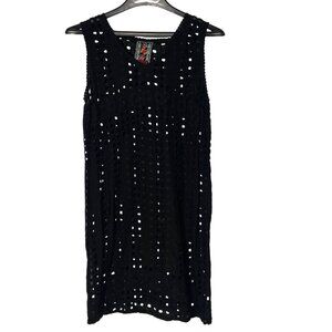 Johnny Was Eyelet Embroidered Cupra Mini Dress Sz XS Whimsigoth Witchy Coverup